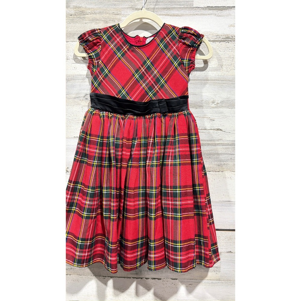 Trish Scully Plaid Dress Girls 8 Red Tartan Holiday Christmas Classic *Flawed
